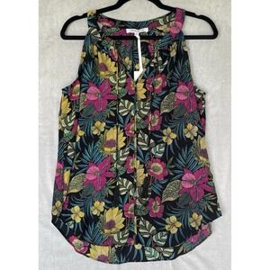 Rose Olive Shirt Womens M Multicolor Tropical Hawaii Vacation Coastal‎ Beach Bum